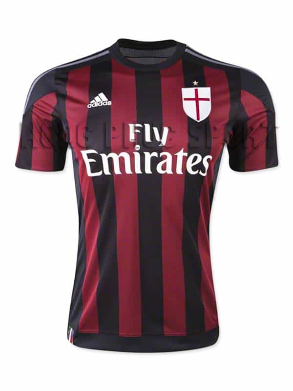 Đồ đá banh AC Milan 2015-2016 sân nhà màu sọc đỏ đen