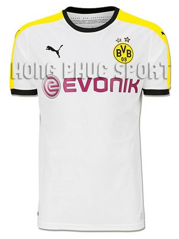 Mẫu áo đá banh Dortmund 2015-2016 sân khách màu trắng Mẫu áo đá banh Dortmund 2015-2016 sân khách màu trắng