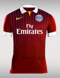 Đồ đá banh Paris Saint-Germain 2015-2016 sân khách mẫu thứ 3 màu đỏ