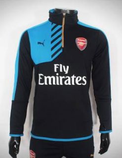 Áo khoác training Arsenal 2015-2016 đen phối xanh