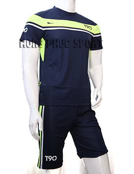 Đồ đá banh áo T90 tím than phối xanh chuối 2015-2016