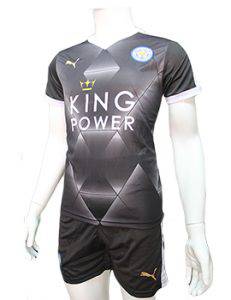 Mẫu quần áo Leicester City 2015 2016 sân khách màu đen 3D