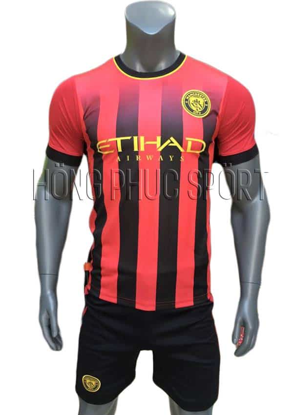 Bộ quần áo Man City 2016 2017 sân khách sọc đỏ đen