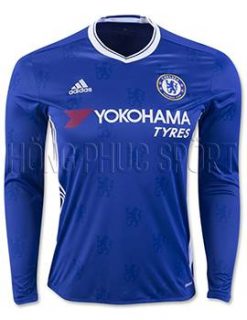 Mẫu áo Chelsea tay dài 2016 2017 sân nhà màu xanh