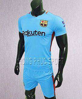 Mẫu Áo đấu Barcelona sân khách 2017 2018 xanh ngọc Rakuten