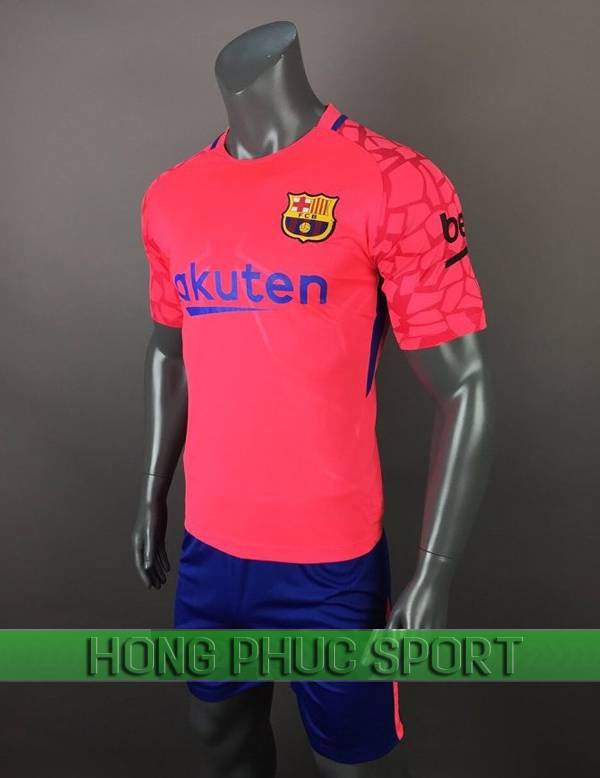 Bộ quần áo thủ môn Barcelona màu hồng 2017 2018 Rakuten