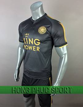 Mẫu áo đấu Leicester City sân khách 2017 2018 đen phối vàng