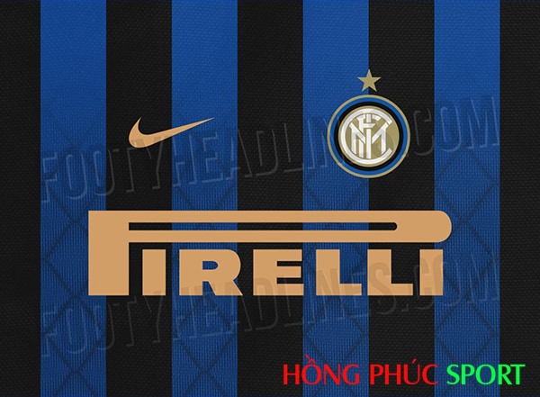 Logo Nike, biểu tượng CLB và thương hiệu nhà tài trợ trên ngực áo đấu Inter Milan 2018 2019 sân nhà