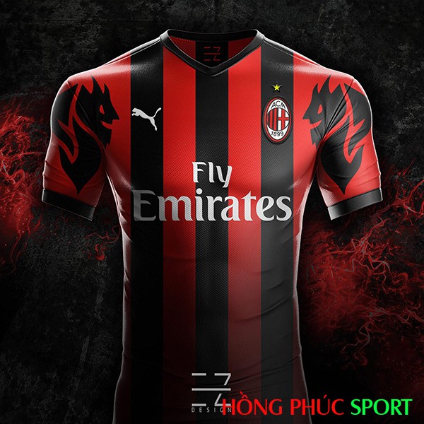 Áo đấu AC Milan mùa giải 2018 2019 sân nhà do EZ Design thiết kế