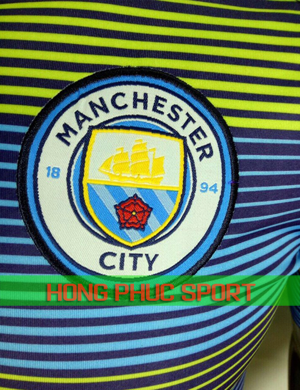 Logo áo Man City training 2018 2019 màu xanh rêu