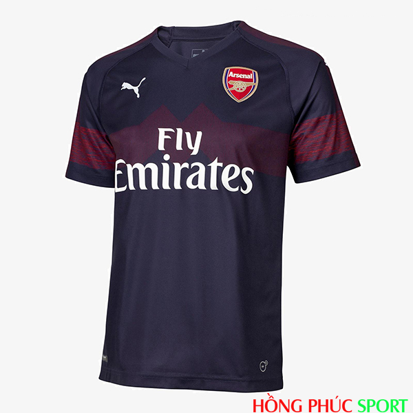 Phía trước áo đấu Arsenal sân khách 2018 2019 màu tím than Phía trước áo đấu Arsenal sân khách 2018 2019 màu tím than