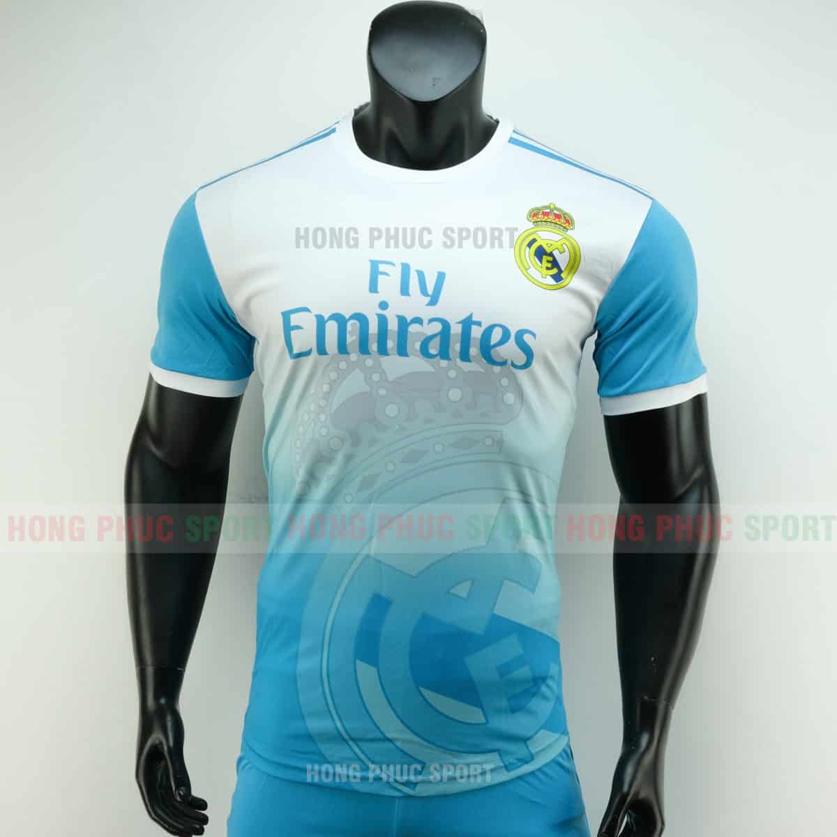 ÁO BÓNG ĐÁ REAL MADRID 2019 2020 MÀU TRẮNG XANH
