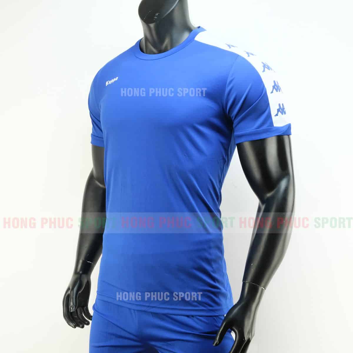 Áo đá bóng Kappa màu xanh không logo 2019 2020