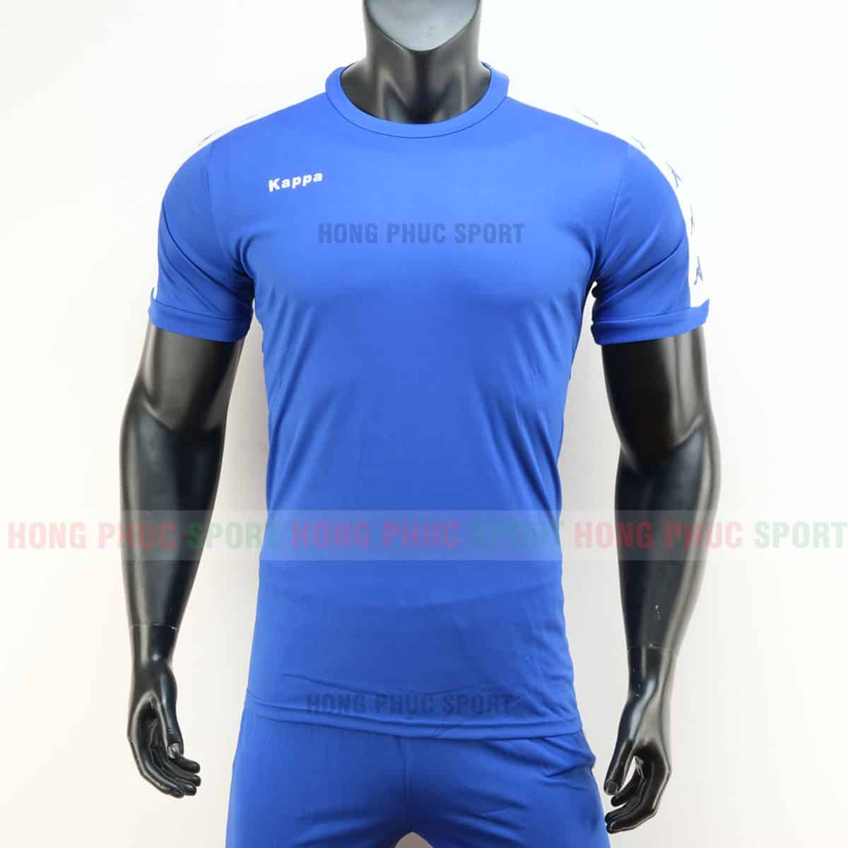 Áo đá bóng Kappa màu xanh không logo 2019 2020