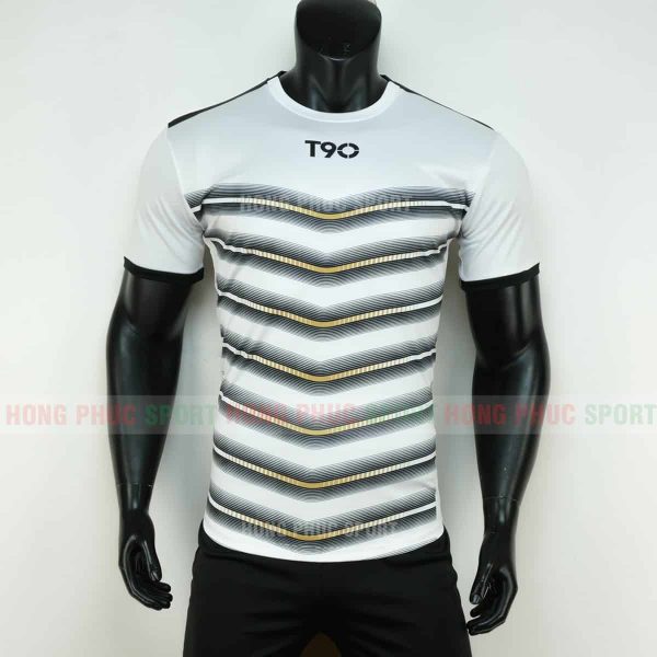 Áo đá bóng T90 màu trắng đen không logo 2019 2020
