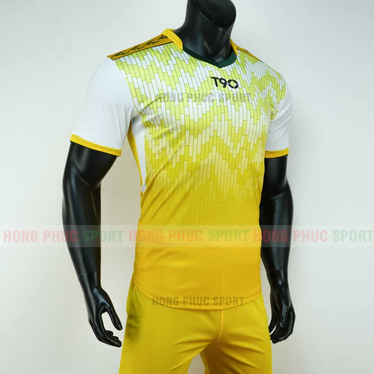 Áo đá bóng T90 màu vàng không logo 2019 2020