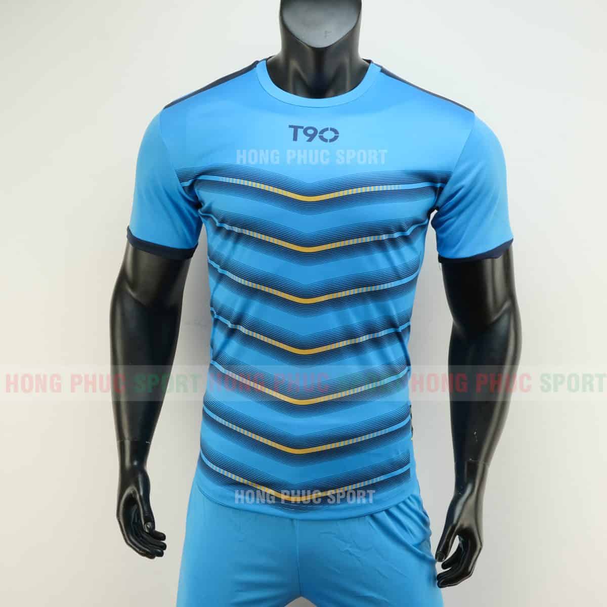 Áo đá bóng T90 màu xanh không logo 2019 2020