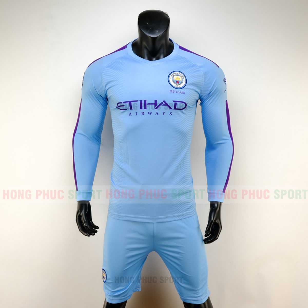 ÁO THI ĐẤU MANCHESTER CITY DÀI TAY SÂN NHÀ 2019 2020 MÀU XANH