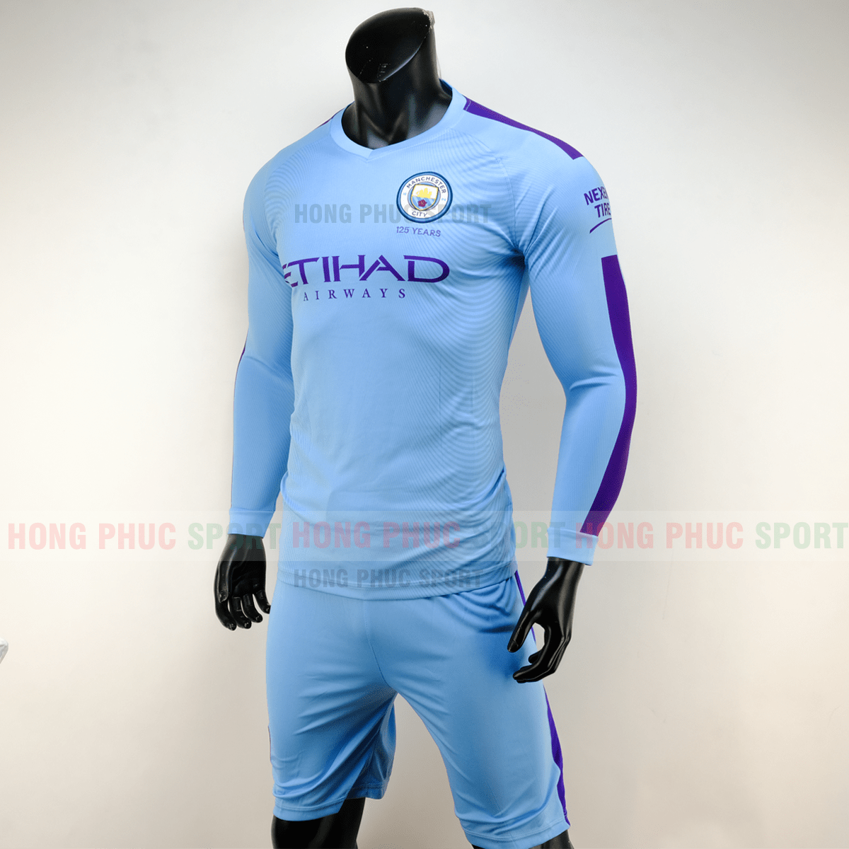 ÁO BÓNG ĐÁ MANCHESTER CITY DÀI TAY SÂN NHÀ 2019 2020 MÀU XANH