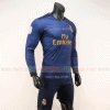 ÁO BÓNG ĐÁ REAL MADRID DÀI TAY SÂN KHÁCH 2019 2020 MÀU XANH BẠC HÀ