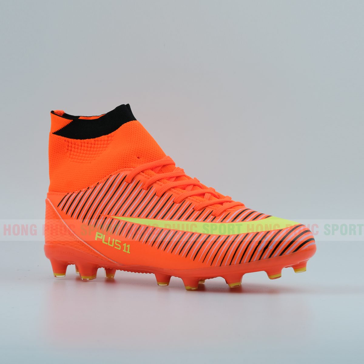 Giày đá bóng cao cổ cao cấp sân cỏ nhân tạo Plus 2019 cam