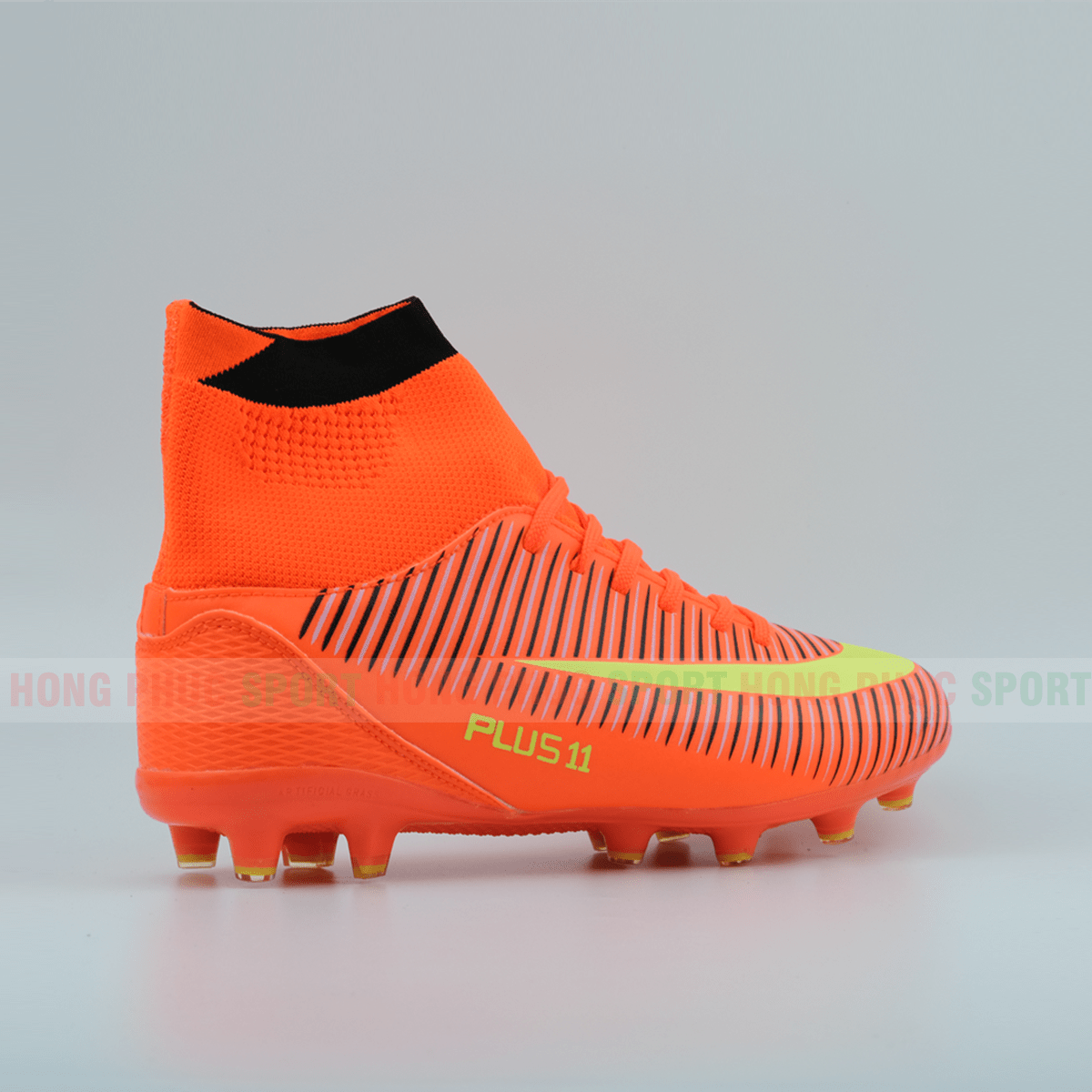 Giày đá bóng cao cổ cao cấp sân cỏ nhân tạo Plus 2019 cam