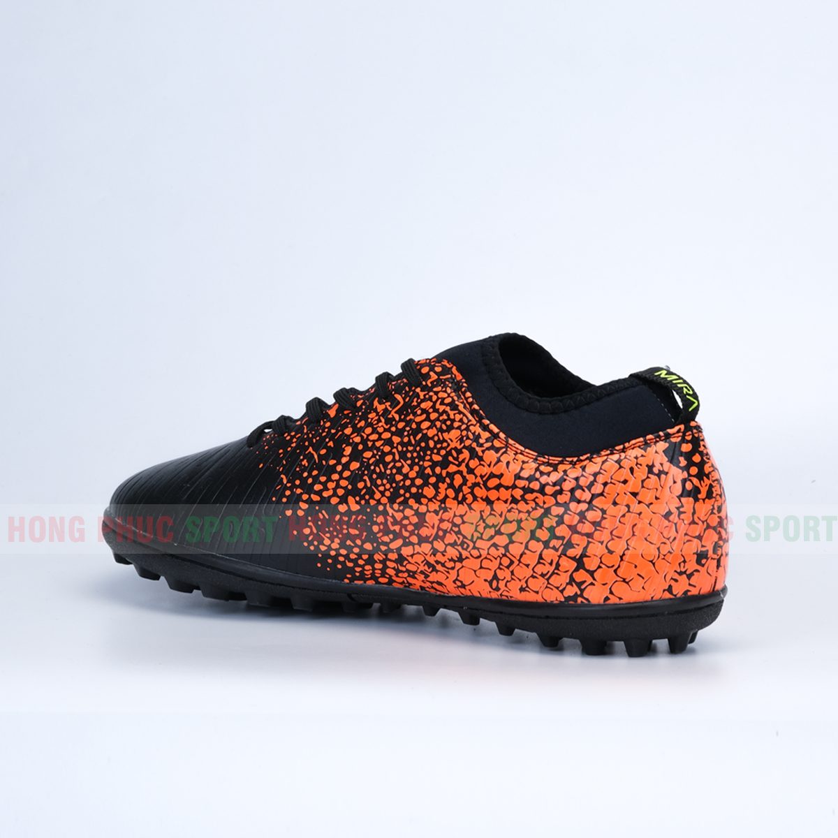 GIẦY ĐÁ BÓNG CHÍNH HÃNG MIRA CAO CẤP MÀU CAM ĐEN TẶNG TẤT MIRA