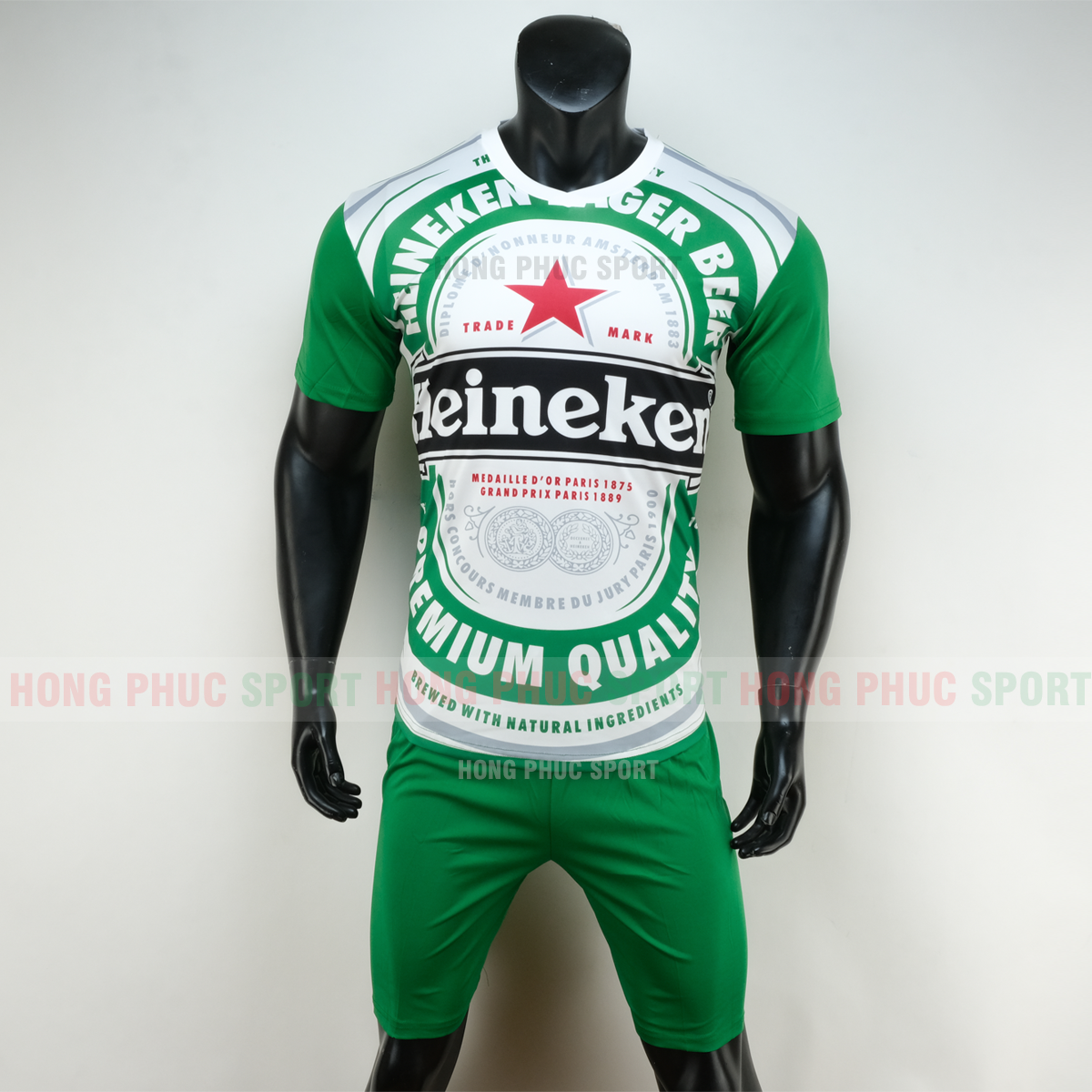 Áo đá bóng thương hiệu bia Heineken 2019 2020 màu xanh 