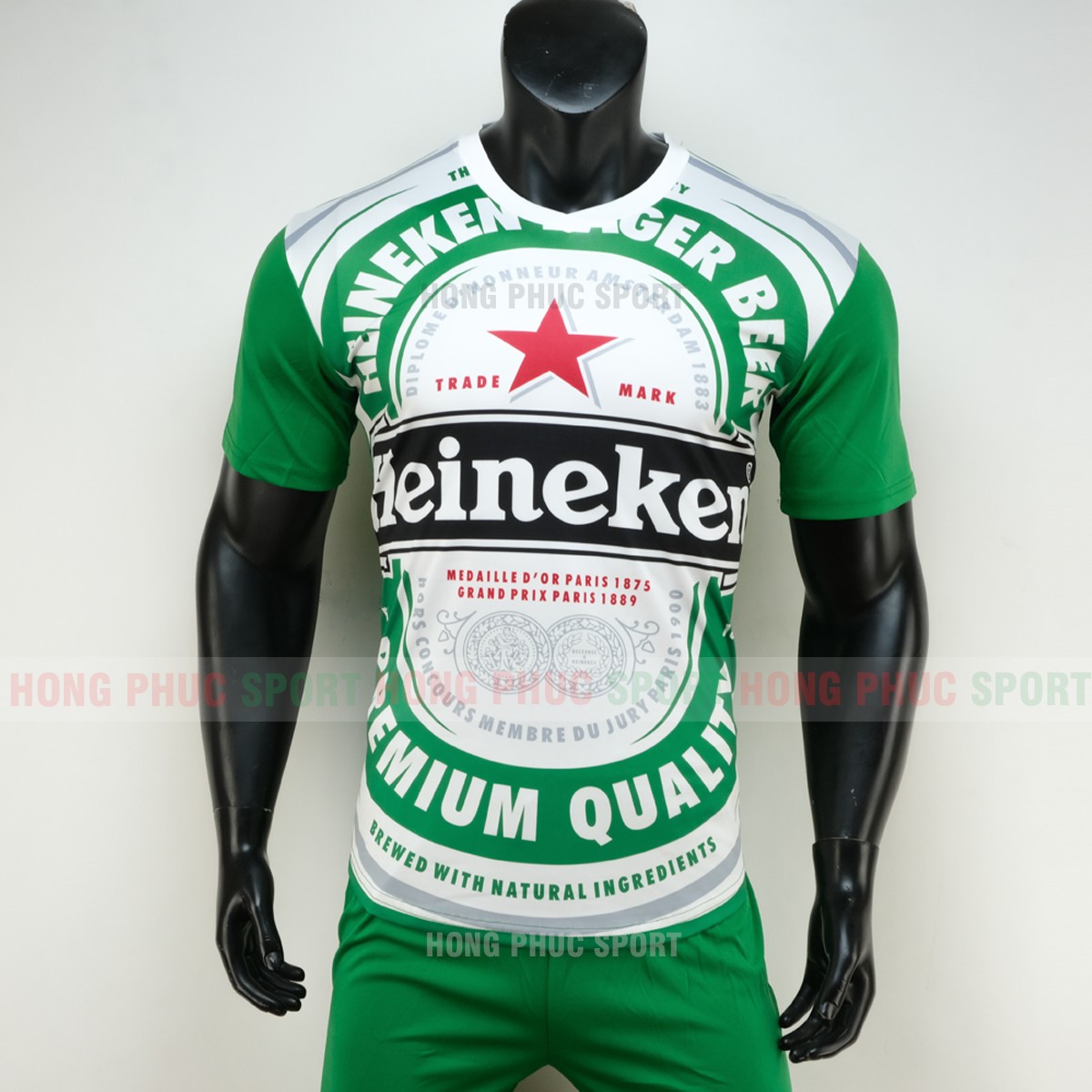 Áo đá bóng thương hiệu bia Heineken 2019 2020 màu xanh Áo đá bóng thương hiệu bia Heineken 2019 2020 màu xanh