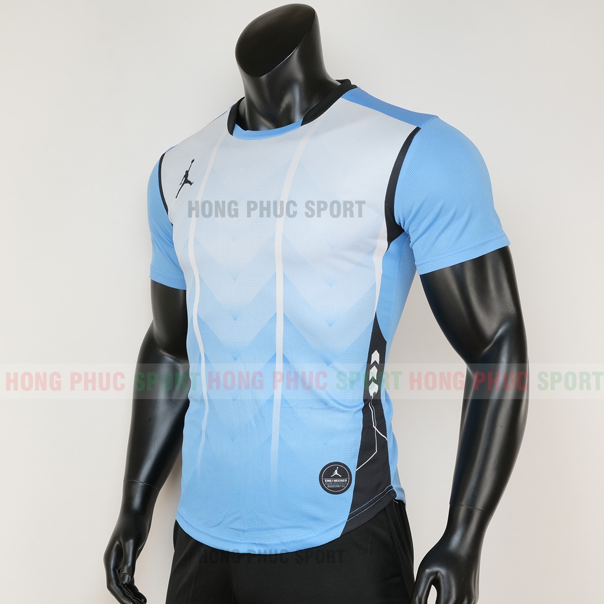 Áo bóng đá không logo jordan màu xanh bích 6