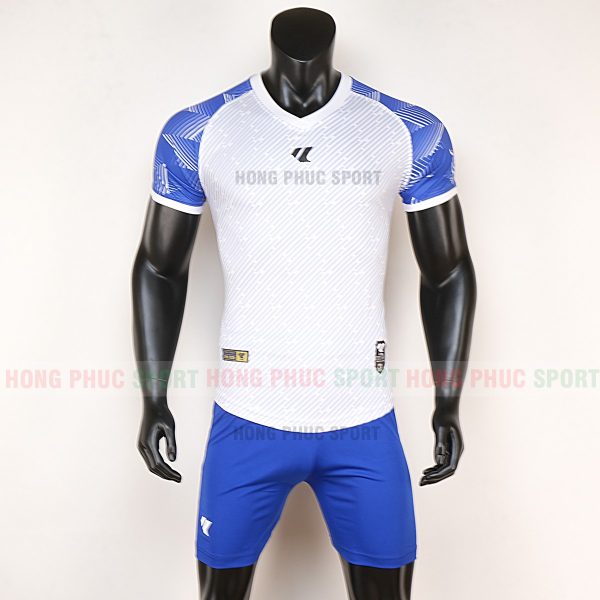 Áo bóng đá không logo Lidas wariors trắng xanh dương
