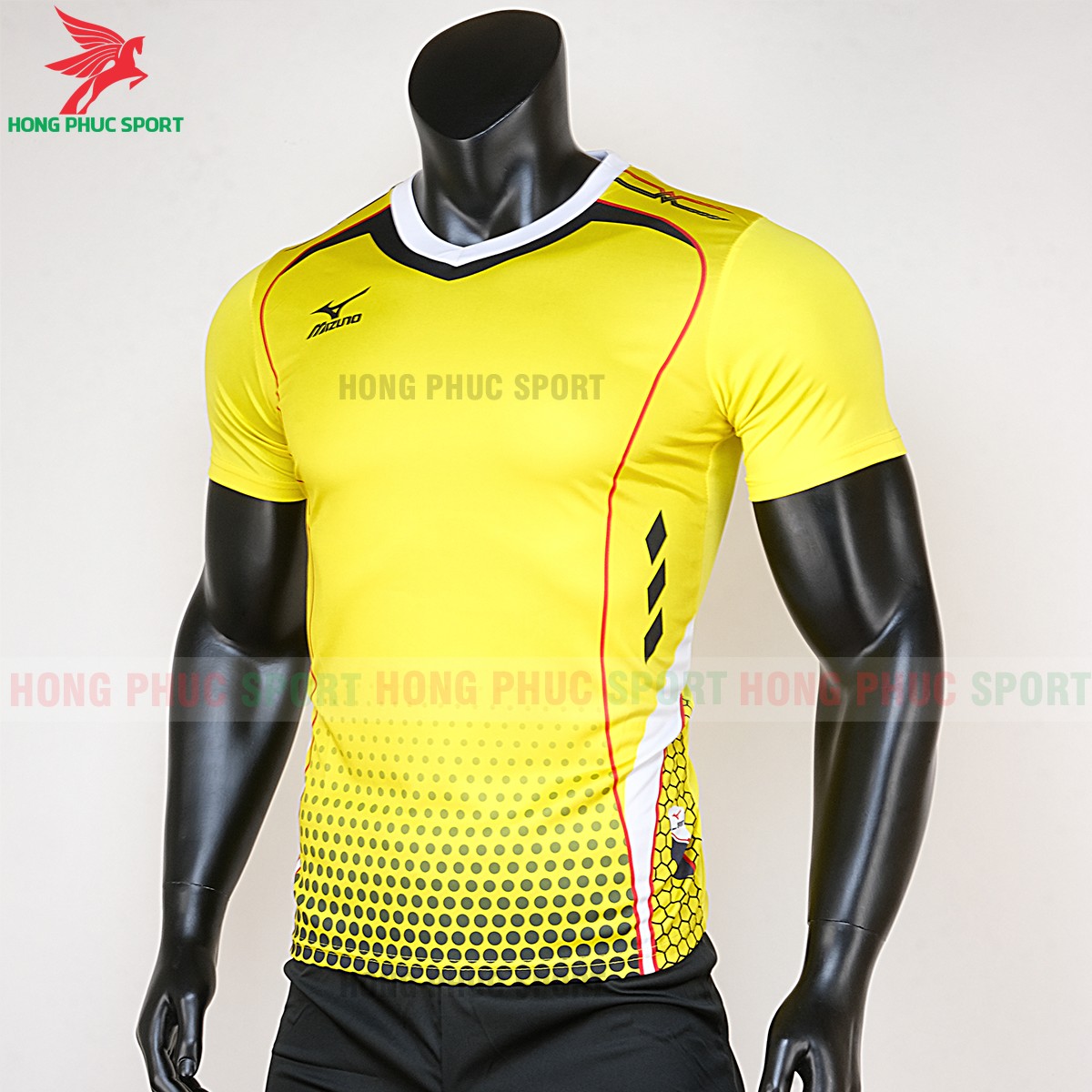 ao-bong-da-khong-logo-mau-vang-4 áo bóng đá không logo Mizuno màu vàng 2