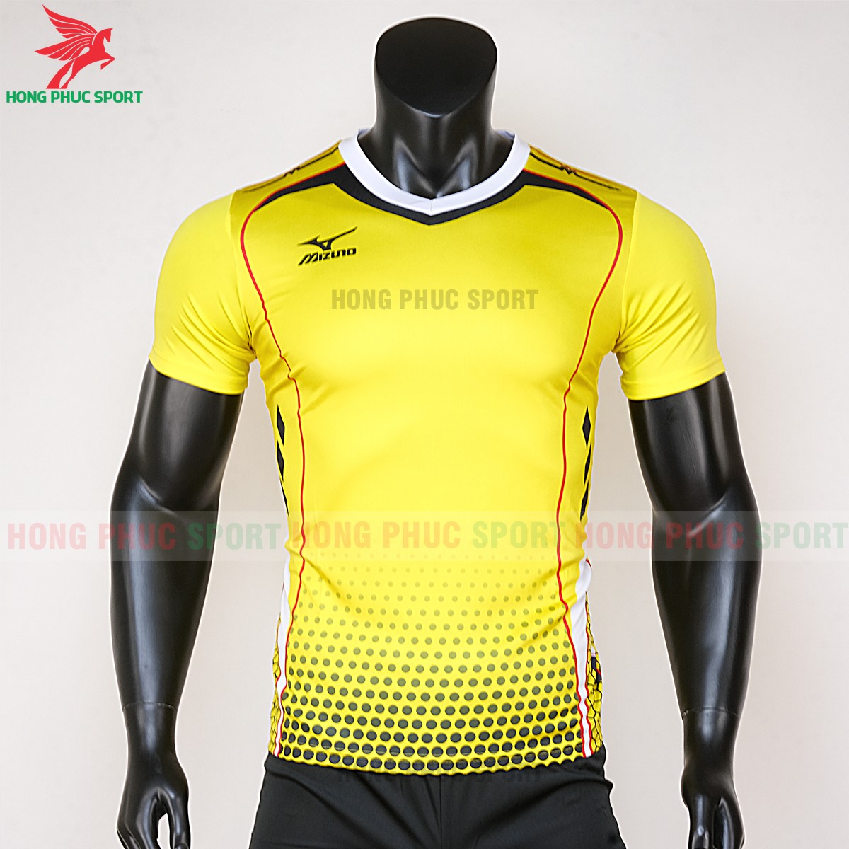 ao-bong-da-khong-logo-mau-vang-5 áo bóng đá không logo Mizuno màu vàng 1