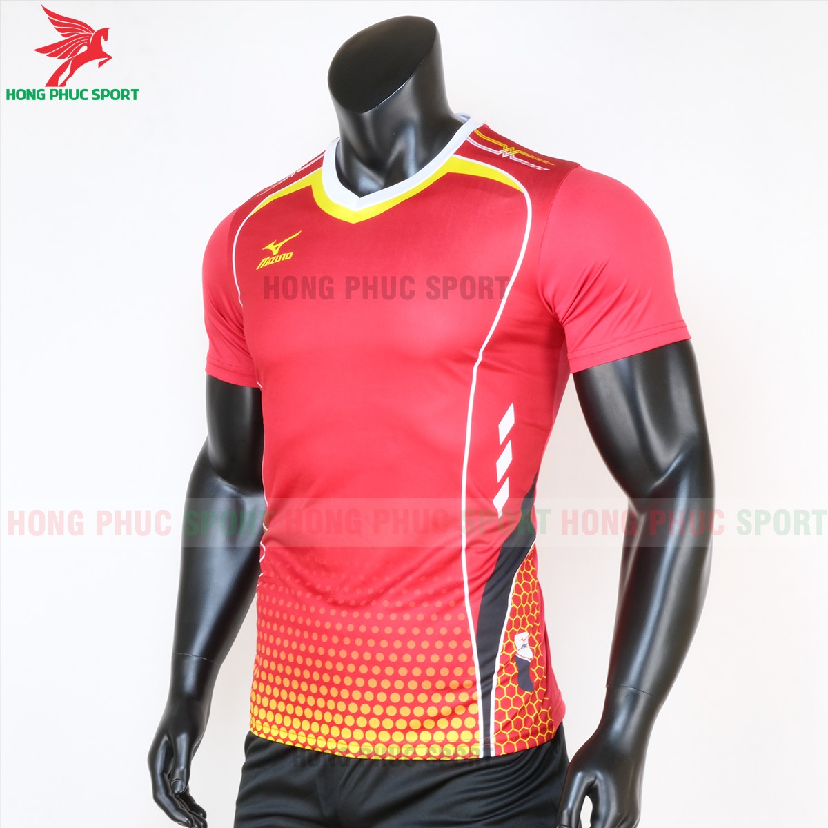 ao-bong-da-khong-logo-mau-xanh-do-4 áo bóng đá không logo Mizuno màu đỏ 2