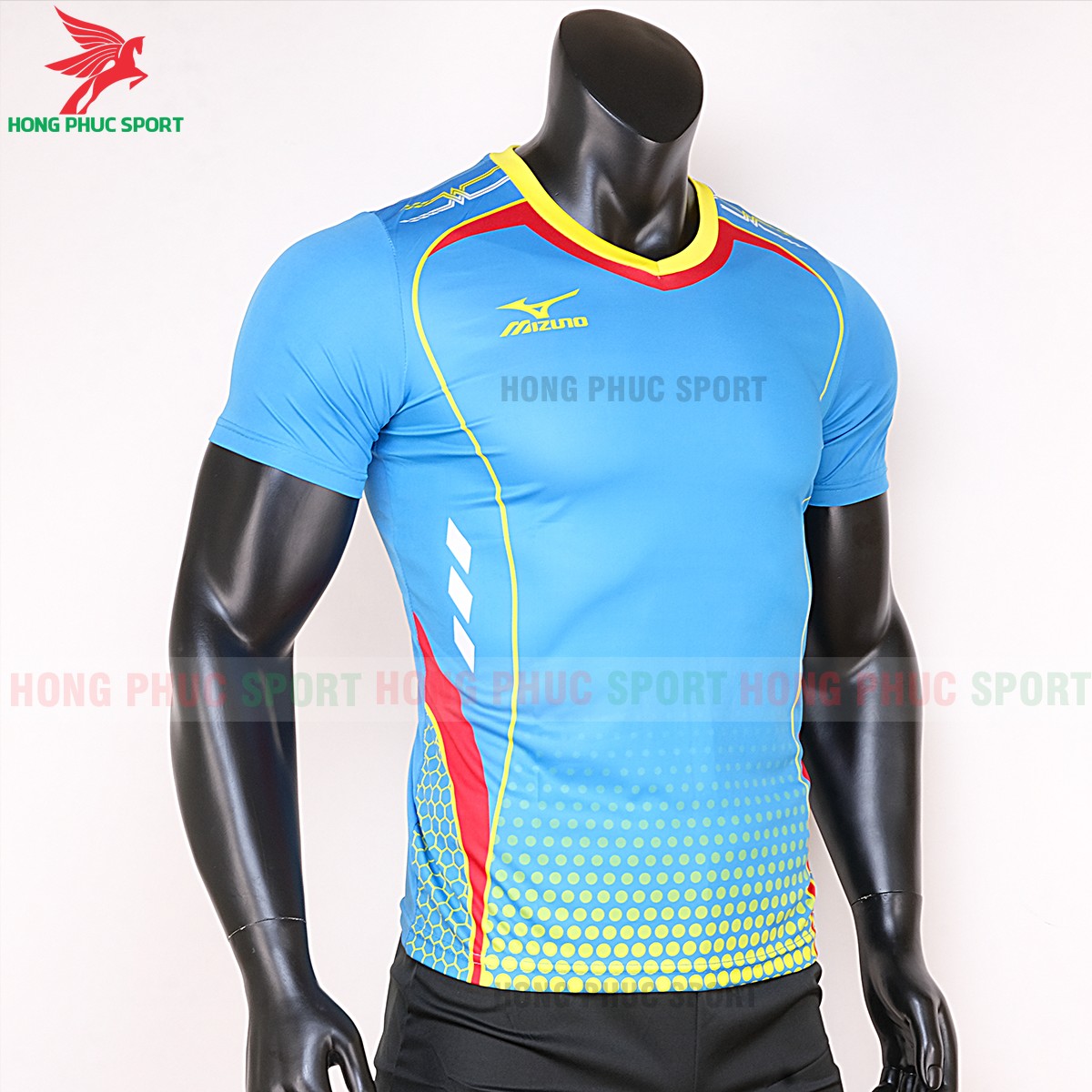 áo bóng đá không logo Mizuno xanh lam 4