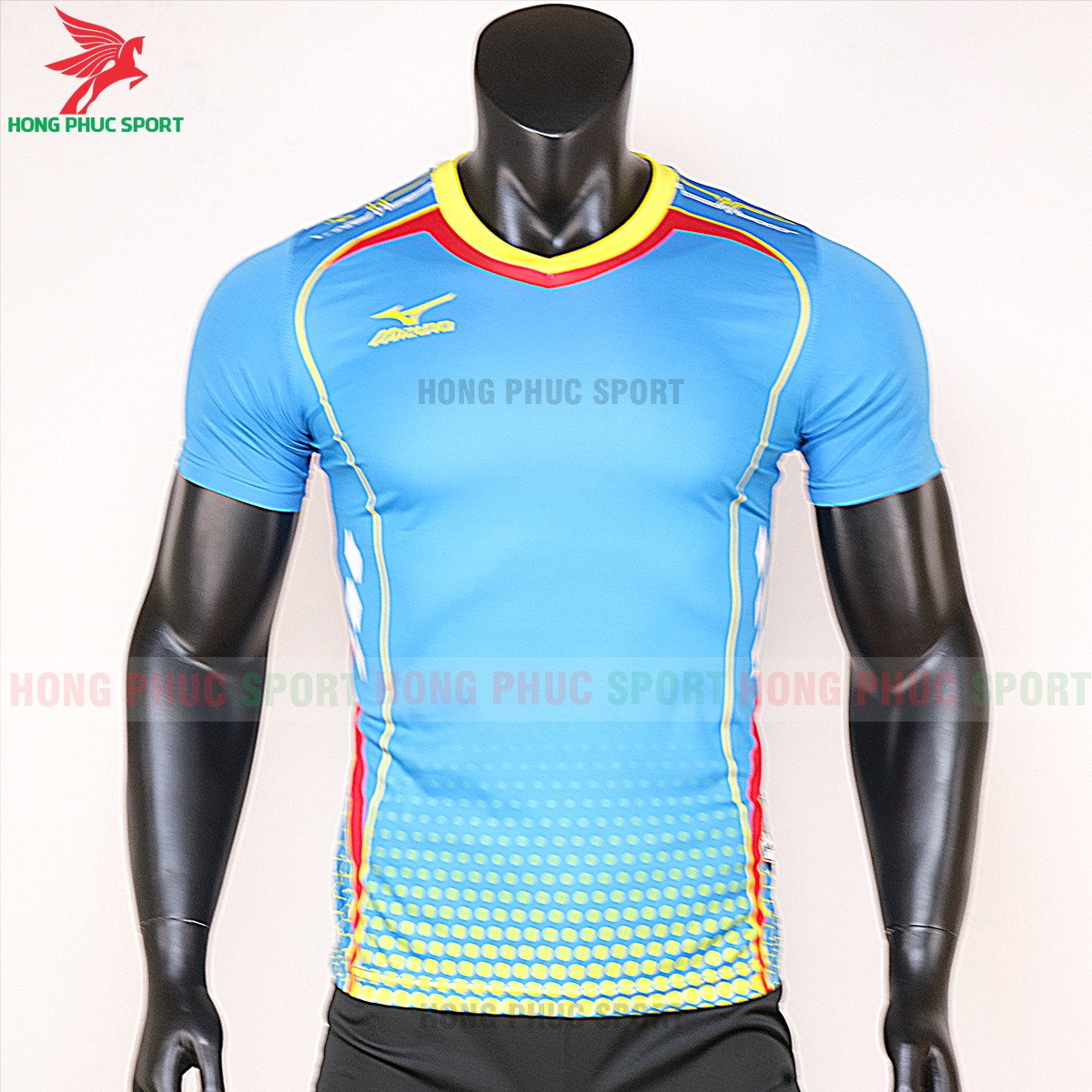 áo bóng đá không logo Mizuno xanh lam 1