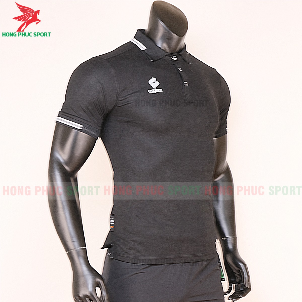 áo di chuyển bóng đá polo UV Egan màu đen 4