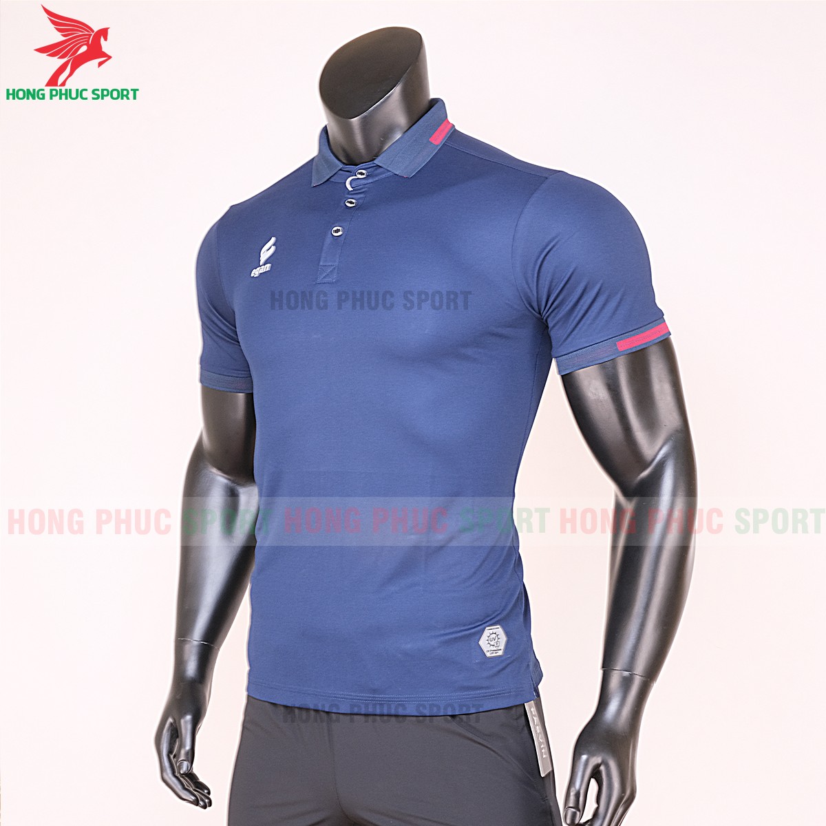 áo di chuyển bóng đá polo UV Egan xanh đen 3
