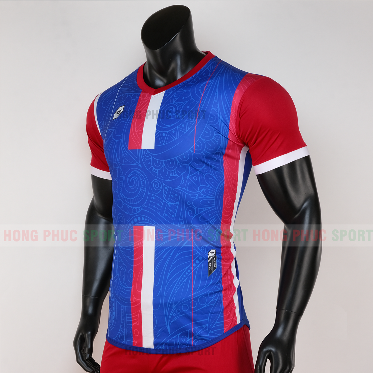 Áo bóng đá không logo forest màu xanh đỏ 4