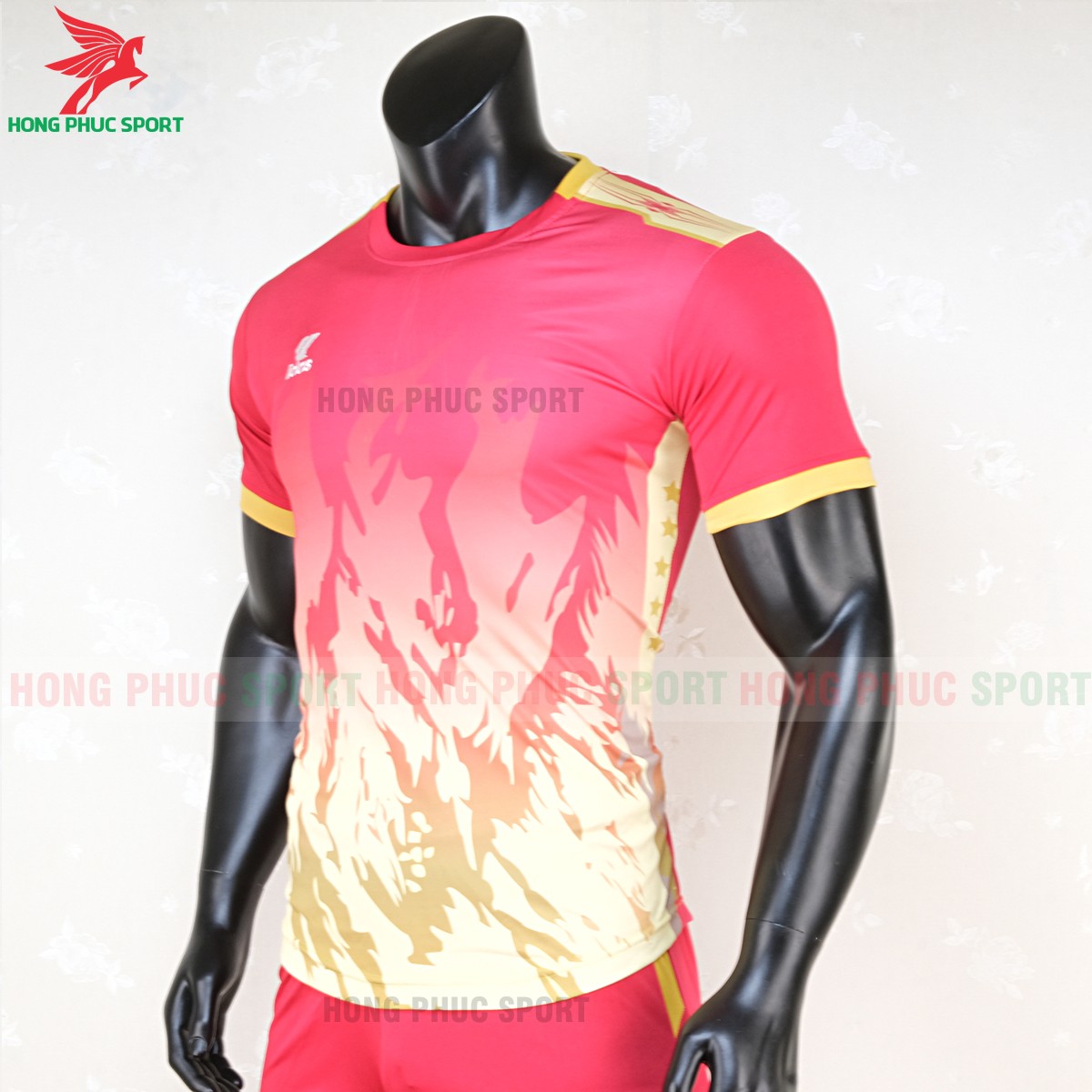 áo bóng đá không logo lidas 089 đỏ vàng 3