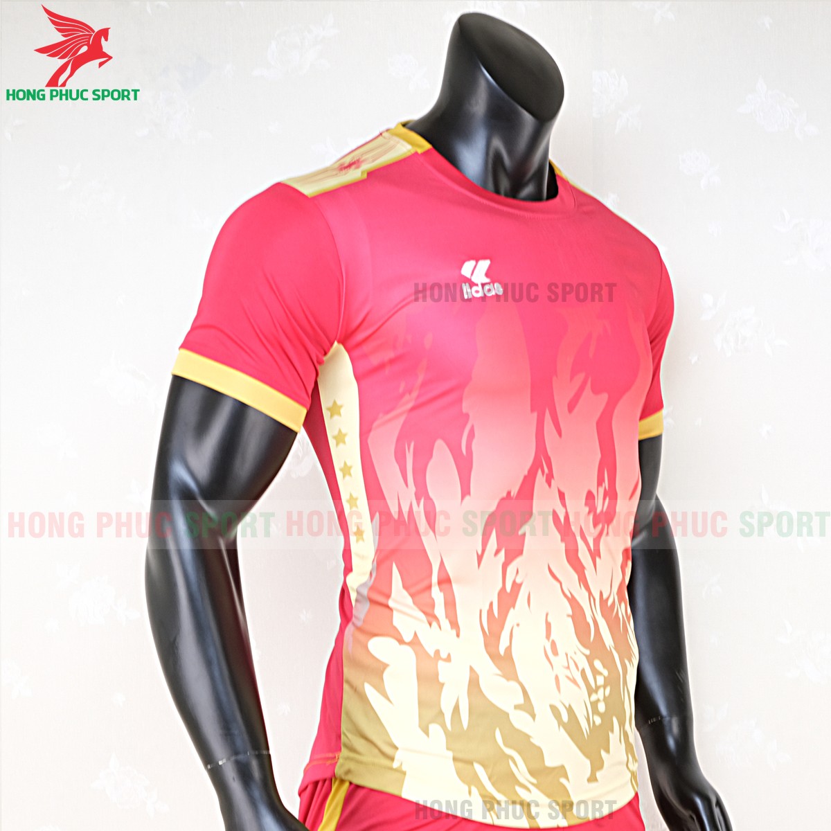 áo bóng đá không logo lidas 089 đỏ vàng 5