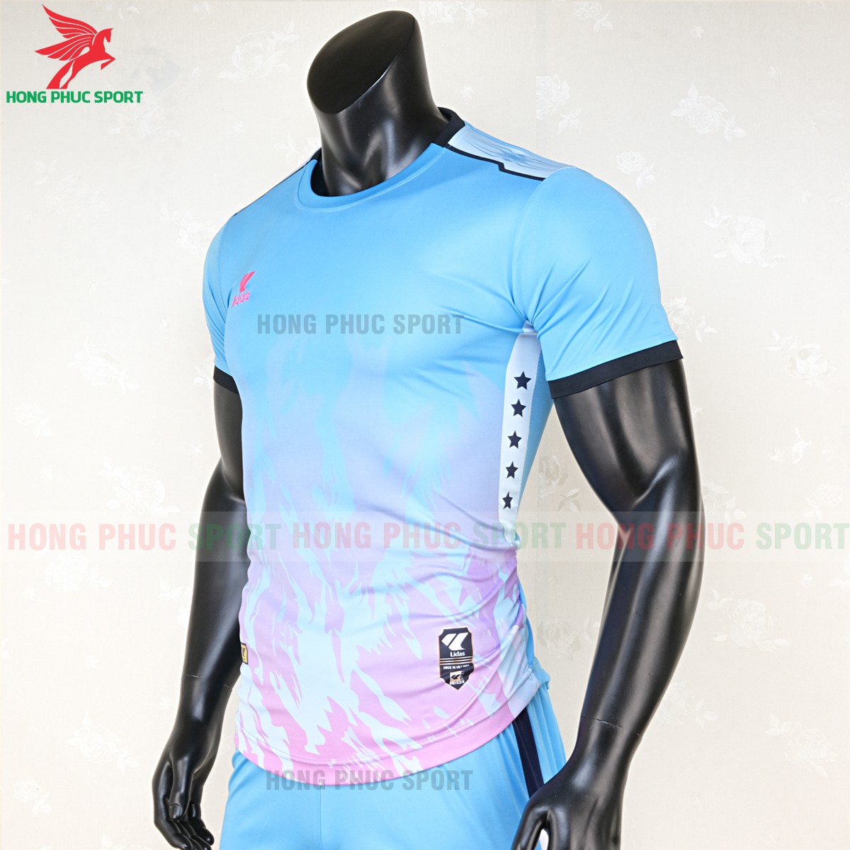 áo bóng đá không logo lidas 089 xanh ngọc tím 2