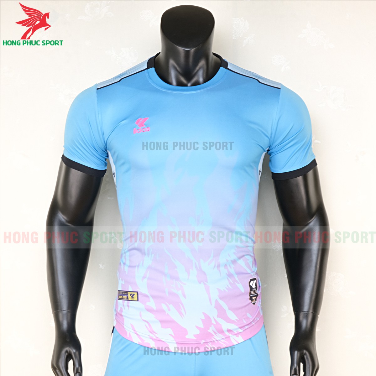 áo bóng đá không logo lidas 089 xanh ngọc tím 1