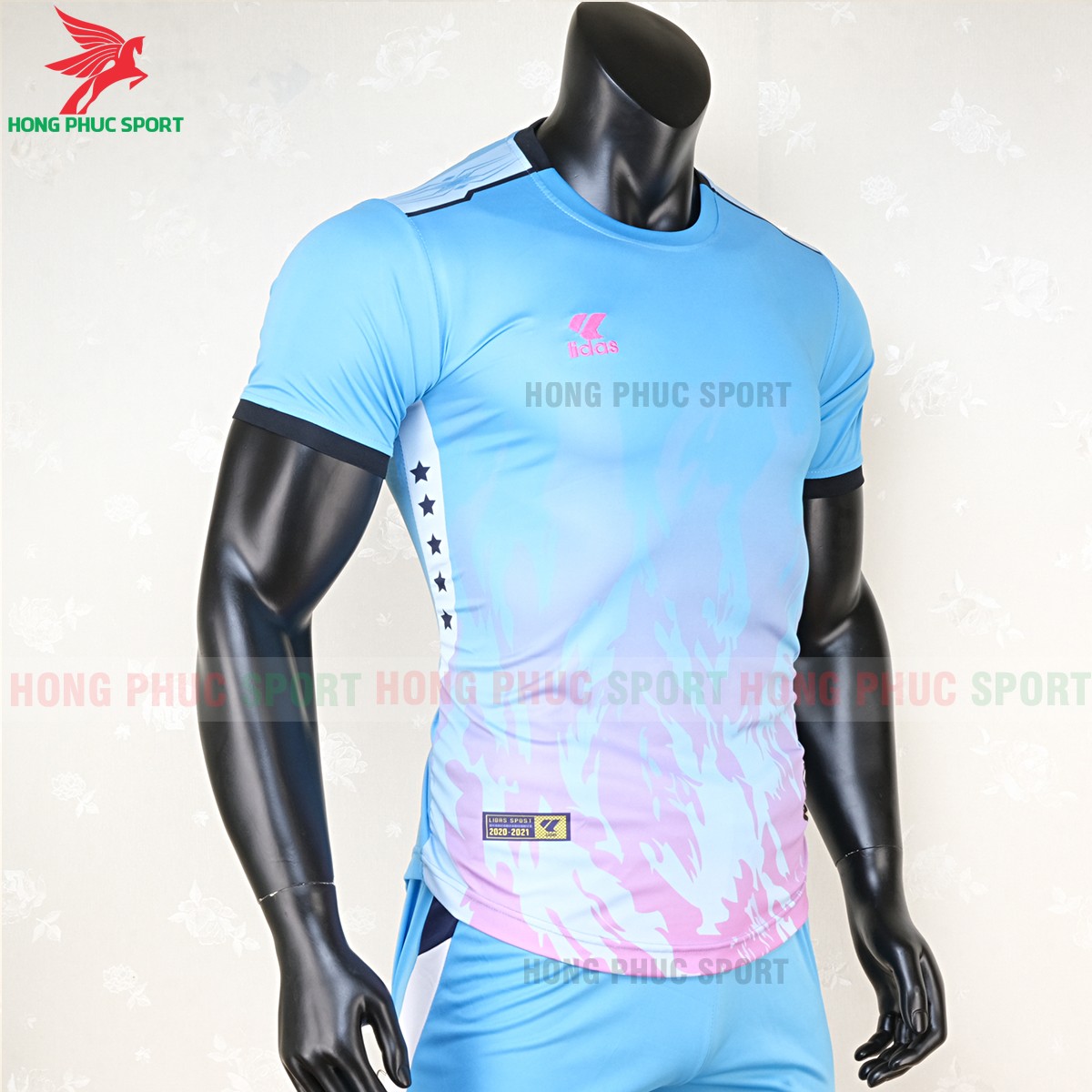 áo bóng đá không logo lidas 089 xanh ngọc tím 5