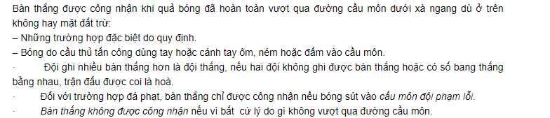 Luật bóng đá 7 người - bàn thắng hợp lệ