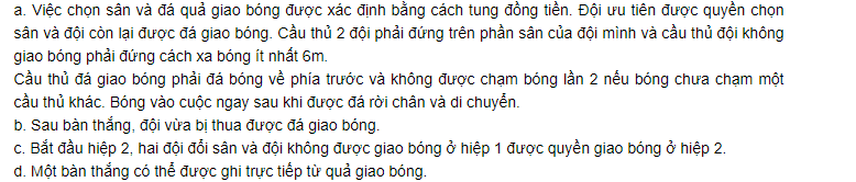 Luật bóng đá 7 người - quả giao bóng