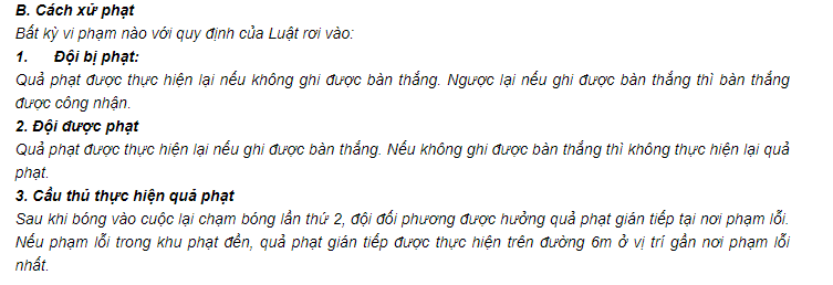 18 luật bóng đá 5 người - FIFA - lỗi tổng hợp cách xử phạt