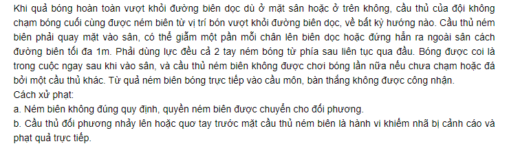 17 luật bóng đá 7 người 2019 - ném biên