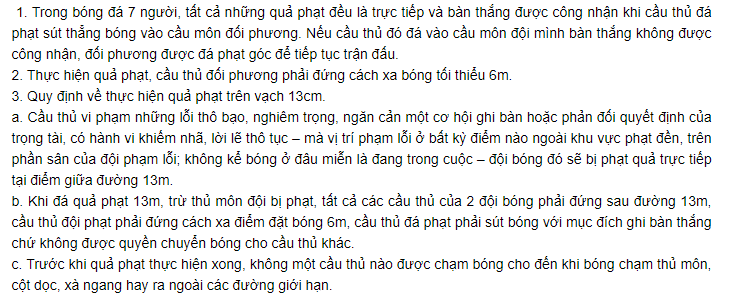 17 luật bóng đá 7 người 2019 - những quả phạt