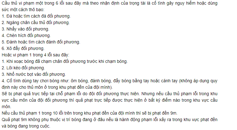 17 luật bóng đá 7 người 2019 - phạm lỗi thô bạo